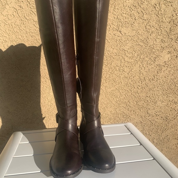 NWT INC International Concepts dark brown leather tall boots size 6.5M - Picture 3 of 16